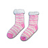 TTD Gifts Fleece Comfortsokken - Gevelhuisjes - Wit-Roze