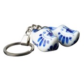 Heinen Delfts blauw Keychain - 2 porcelain clogs - Delft blue