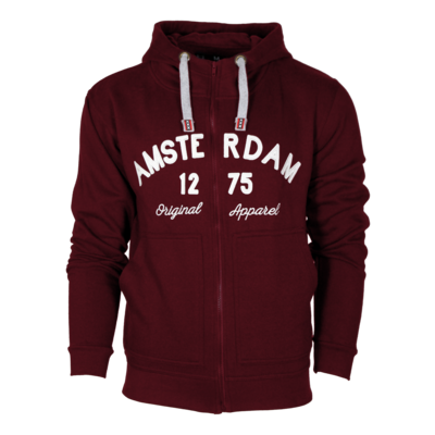 Holland fashion Hoodie with Zipper - Amsterdam - Original Apparel - Bordeaux