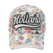 Robin Ruth Fashion Holland cap - with flower print (text embroidery)