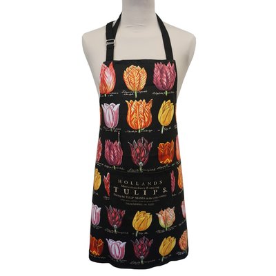 Memoriez Luxury kitchen apron - Classic - Tulip decoration - Black