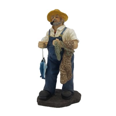 Typisch Hollands Fisherman's Statue - Fisherman with net and fish 32 cm