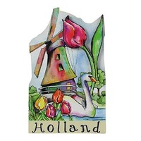 Typisch Hollands Magnet Holland - Windmühle - Tulpen / Schwan