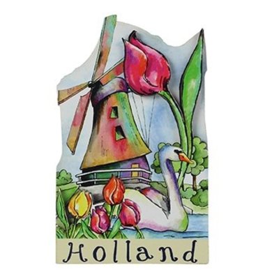 Typisch Hollands Magnet Holland - Windmill - Tulips / Swan