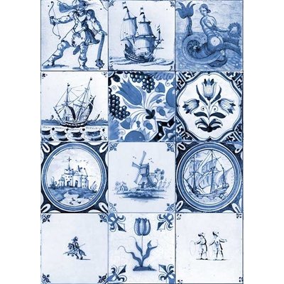Typisch Hollands Einzelkarte - altes holländisches Kachelblau