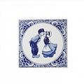 Heinen Delftware Delft blue tile with a pair of kisses.