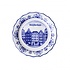 Heinen Delfts blauw Scalloped coaster with canal houses