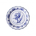 Heinen Delftware Geschulpte onderzetter met tulp  - Delfts blauw - porselein