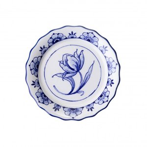 Heinen Delftware Wellenförmiger Untersetzer mit Delfter Blau - Porzellan