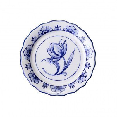 Heinen Delftware Geschulpte onderzetter met tulp