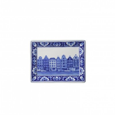 Heinen Delfts blauw Applique canal house rectangle