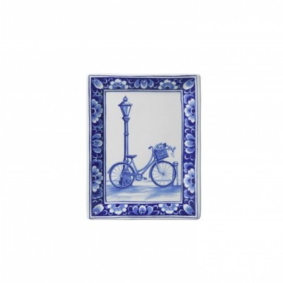 Heinen Delfts blauw Applique bicycle rectangle
