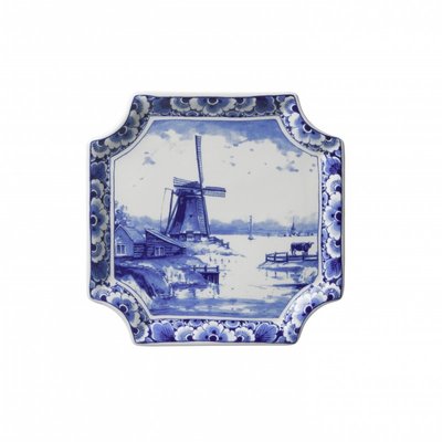 Heinen Delftware Wandbord Delfts blauw - Applique molen vierkant