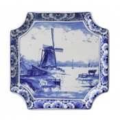 Heinen Delftware Plate Delft blue - Applique windmill square