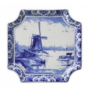 Heinen Delftware Plate Delft blue - Applique windmill square