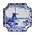 Heinen Delfts blauw Delft Blue wall plate - Square windmill appliqué