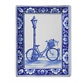Heinen Delfts blauw Applique bicycle rectangle