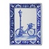 Heinen Delfts blauw Applique fiets rechthoek