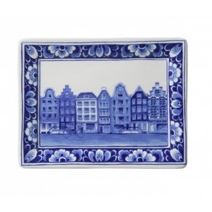 Heinen Delfts blauw Applique canal house rectangle
