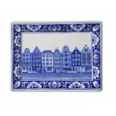Heinen Delfts blauw Applique canal house rectangle