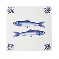 Heinen Delftware Delft blue tile with fish