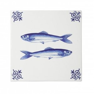 Heinen Delftware Delfts blauwe tegel  met vissen