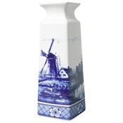 Heinen Delfts blauw Delft blue Vase windmill landscape large