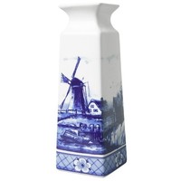 Heinen Delftware Delfter blaue Vase quadratisch Windmühlenlandschaft groß