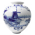 Heinen Delfts blauw Große kugelförmige Vase mit Windmühlenlandschaft