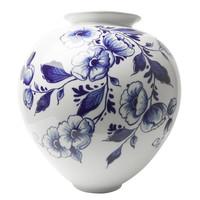 Heinen Delftware Bulb vase large with elegant flower decoration