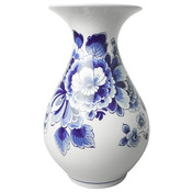 Heinen Delftware Delft blue belly vase - Ornate flower decor