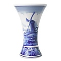 Heinen Delfts blauw Goblet vase - Delft blue with windmill landscape - 16cm