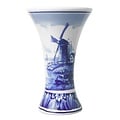 Heinen Delfts blauw Kelkvaas - Delfts blauw met molenlandschap -16cm