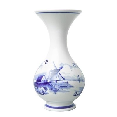 Heinen Delftware Spout vase with mill landscape 16 cm