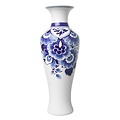 Heinen Delftware Vase schlank - anmutiges Blumenmuster 20 cm