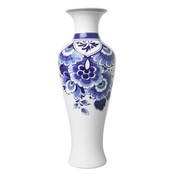 Heinen Delftware Vaas slank  - sierlijk bloemmotief 20 cm