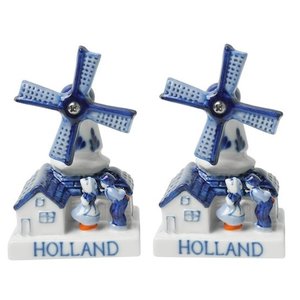 Heinen Delfts blauw Kussend paar - Molens Peper en Zoutvaatjes
