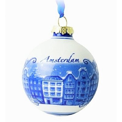 Heinen Delftware Delft blue decorated Christmas bauble Amsterdam