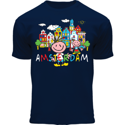 Holland fashion Kids T-Shirt - Happy in Amsterdam - Blue