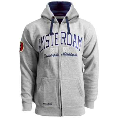 Holland fashion  Hoodie met Rits - Amsterdam - Capital - Grijs