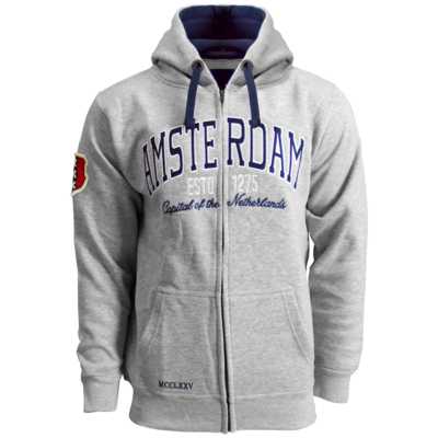Holland fashion Hoodie with Zipper - Amsterdam - Capital - Gray