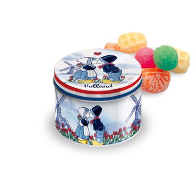Typisch Hollands Candy tin - Kiss couple Filled with old Dutch candy mix