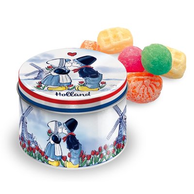 Typisch Hollands Candy tin - Kiss couple Filled with old Dutch candy mix