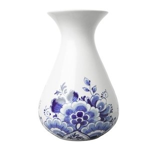 Heinen Delfts blauw Delfts blauw vaasje bloemschildering  klein 14 cm