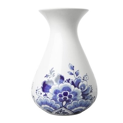 Heinen Delfts blauw Delfts blauw vaasje bloemschildering  klein 14 cm