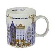 Typisch Hollands Amsterdam-Holland Kaffee-Tee-Becher - gold-blau