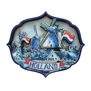 Typisch Hollands Delft blue magnet - Holland appilque Windmill