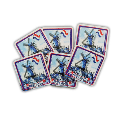 Typisch Hollands Coasters 6 pieces - Windmills - Holland