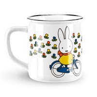 Nijntje (c) Becher Miffy - Retro - Weiß - Miffy auf Fahrrad (Tulpen)