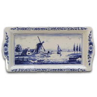 Heinen Delftware Delft blue cake dish - Dutch windmill landscape